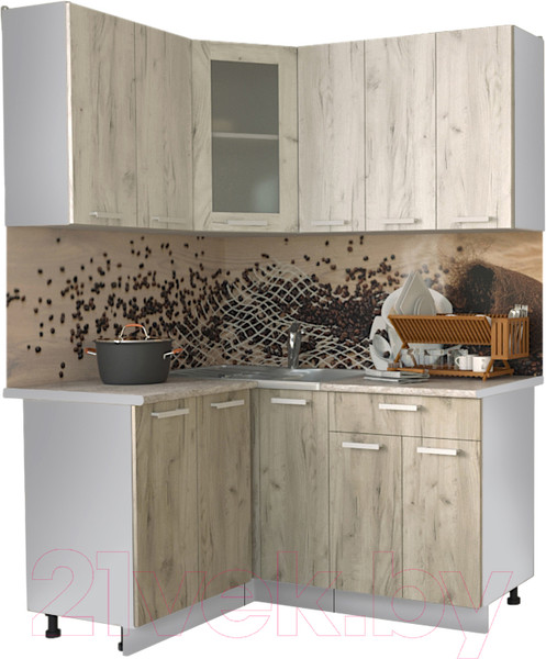 Изображение товара Кухонный гарнитур Интерлиния Мила 12x15 (дуб белый/дуб серый/опал светлый)
