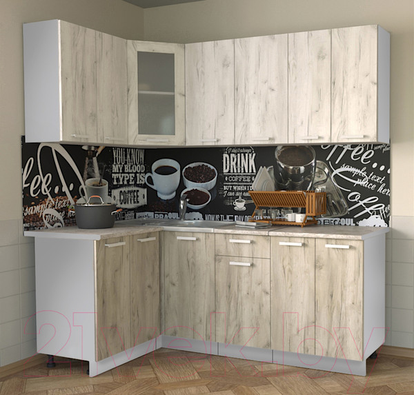 Изображение товара Кухонный гарнитур Интерлиния Мила 12x20 (дуб белый/дуб серый/опал светлый)