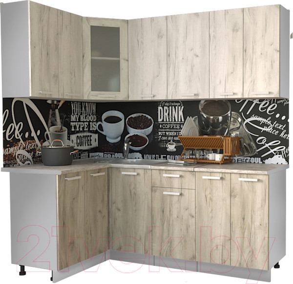 Изображение товара Кухонный гарнитур Интерлиния Мила 12x20 (дуб белый/дуб серый/опал светлый)