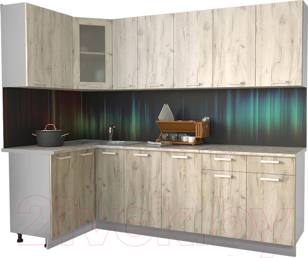 Изображение товара Кухонный гарнитур Интерлиния Мила 12x25 (дуб белый/дуб серый/опал светлый)