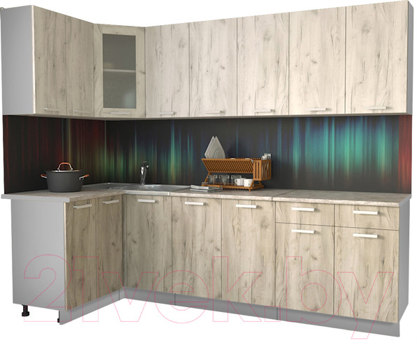 Изображение товара Кухонный гарнитур Интерлиния Мила 12x26 (дуб белый/дуб серый/опал светлый)