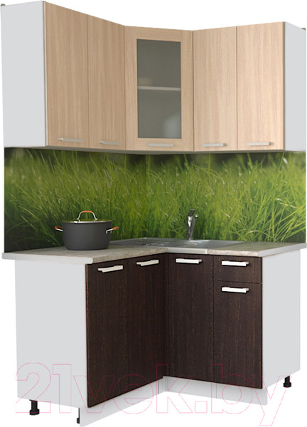 Изображение товара Кухонный гарнитур Интерлиния Мила 12x12 (дуб молочный/дуб венге/опал светлый)