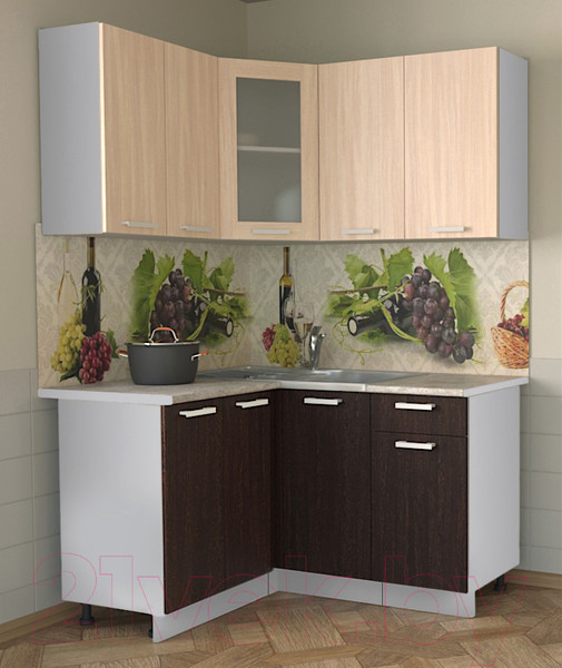 Изображение товара Кухонный гарнитур Интерлиния Мила 12x14 (дуб молочный/дуб венге/опал светлый)