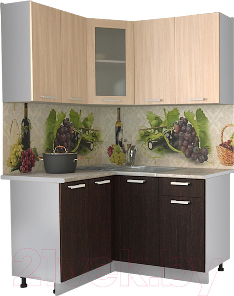 Изображение товара Кухонный гарнитур Интерлиния Мила 12x14 (дуб молочный/дуб венге/опал светлый)