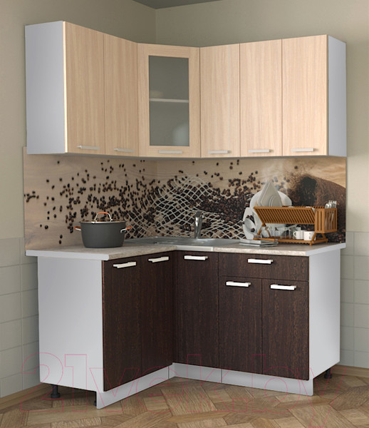 Изображение товара Кухонный гарнитур Интерлиния Мила 12x15 (дуб молочный/дуб венге/опал светлый)