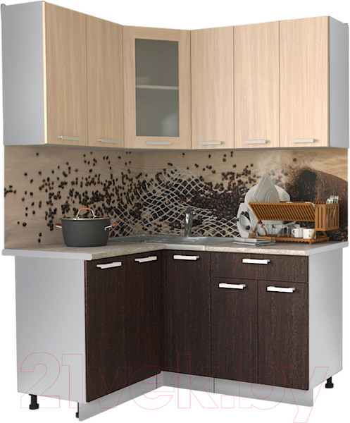 Изображение товара Кухонный гарнитур Интерлиния Мила 12x15 (дуб молочный/дуб венге/опал светлый)