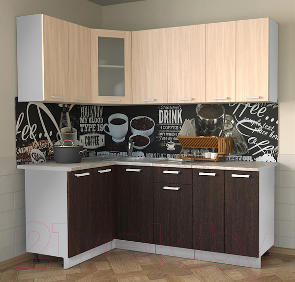 Изображение товара Кухонный гарнитур Интерлиния Мила 12x20 (дуб молочный/дуб венге/опал светлый)