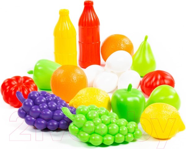 Изображение товара Набор игрушечных продуктов Полесье Набор продуктов №6 / 47014 (19эл, в сеточке)