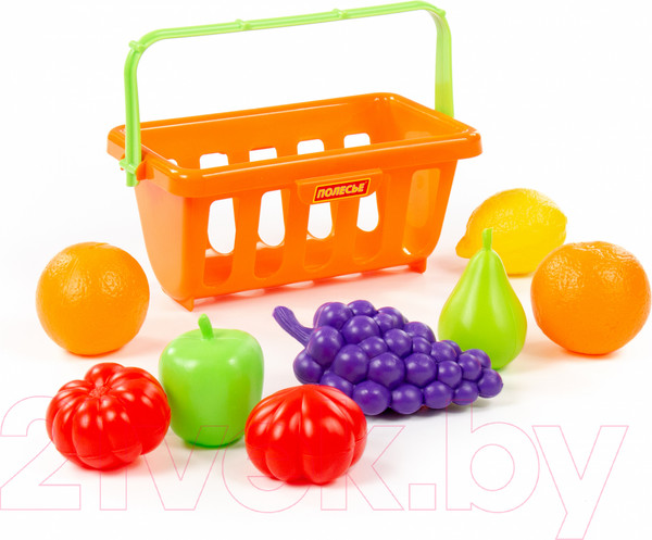 Изображение товара Корзина игрушечная Полесье Набор продуктов с корзинкой №2 / 46963 (9эл, в сеточке)