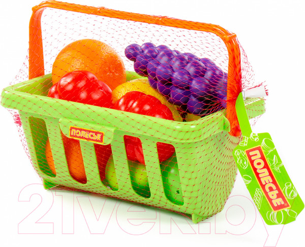Изображение товара Корзина игрушечная Полесье Набор продуктов с корзинкой №2 / 46963 (9эл, в сеточке)