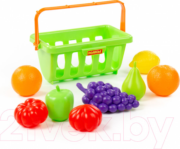 Изображение товара Корзина игрушечная Полесье Набор продуктов с корзинкой №2 / 46963 (9эл, в сеточке)