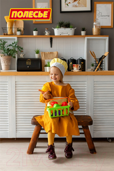 Изображение товара Корзина игрушечная Полесье Набор продуктов с корзинкой №2 / 46963 (9эл, в сеточке)