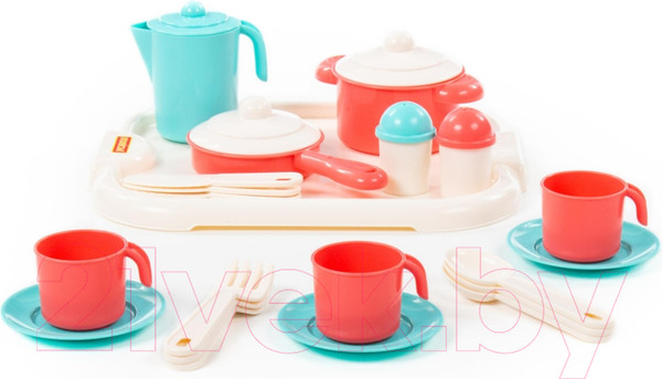 Изображение товара Набор игрушечной посуды Полесье Настенька с подносом на 3 персоны / 3957