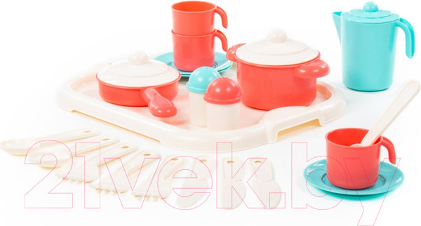 Изображение товара Набор игрушечной посуды Полесье Настенька с подносом на 3 персоны / 3957