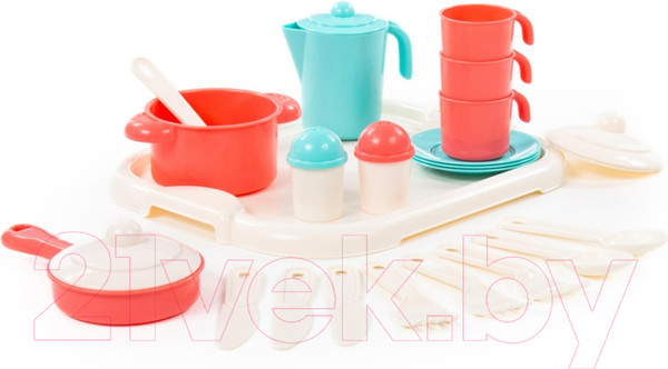 Изображение товара Набор игрушечной посуды Полесье Настенька с подносом на 3 персоны / 3957