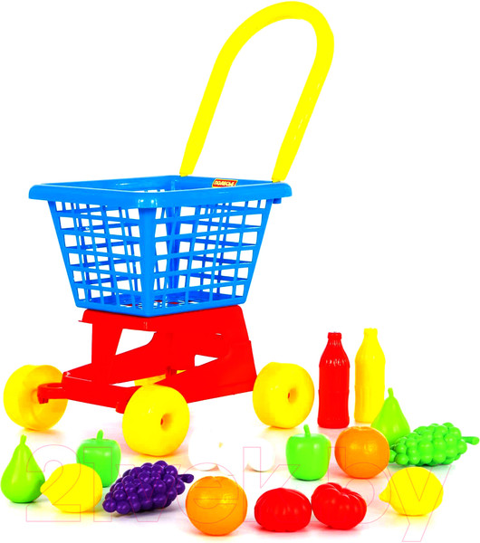 Изображение товара Тележка игрушечная Полесье Supermarket №1 с набором продуктов / 42989 (в сеточке)