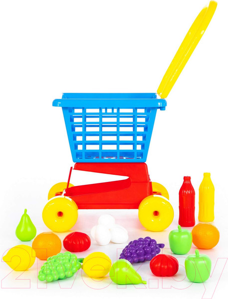Изображение товара Тележка игрушечная Полесье Supermarket №1 с набором продуктов / 42989 (в сеточке)
