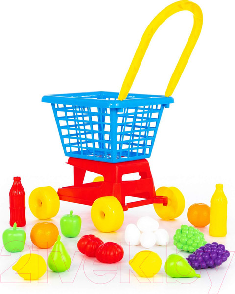 Изображение товара Тележка игрушечная Полесье Supermarket №1 с набором продуктов / 42989 (в сеточке)