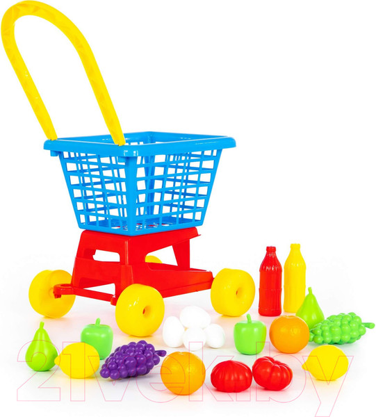 Изображение товара Тележка игрушечная Полесье Supermarket №1 с набором продуктов / 42989 (в сеточке)