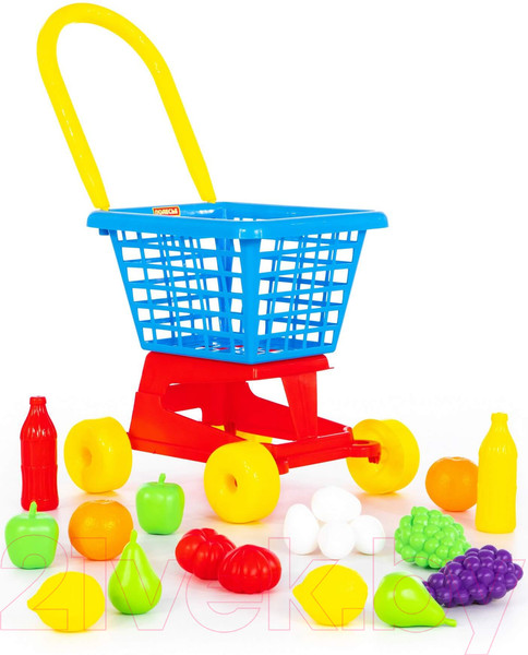 Изображение товара Тележка игрушечная Полесье Supermarket №1 с набором продуктов / 42989 (в сеточке)