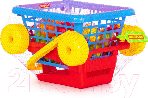 Изображение товара Тележка игрушечная Полесье Supermarket №1 с набором продуктов / 42989 (в сеточке)