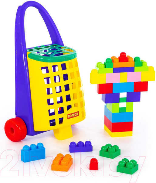 Изображение товара Конструктор Полесье Забавная тележка с конструктором Великан / 44365 (36эл)