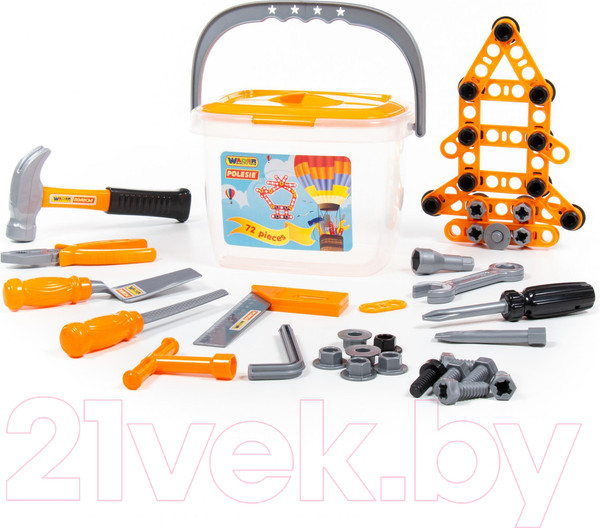 Изображение товара Набор инструментов игрушечный Полесье №1 / 47151 (72эл, в ведерке)