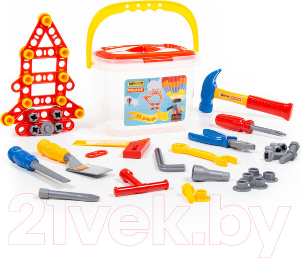 Изображение товара Набор инструментов игрушечный Полесье №1 / 47151 (72эл, в ведерке)