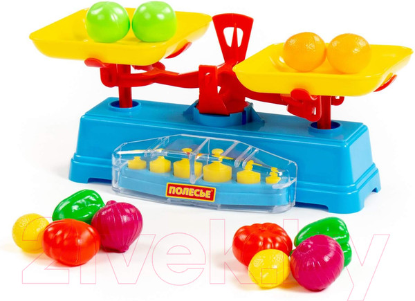 Изображение товара Весы игрушечные Полесье Весы с набором продуктов / 53787 (12эл, в сеточке)