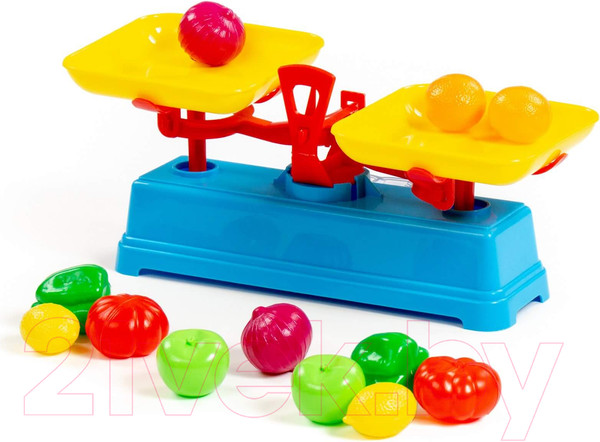 Изображение товара Весы игрушечные Полесье Весы с набором продуктов / 53787 (12эл, в сеточке)