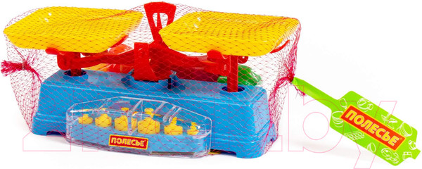 Изображение товара Весы игрушечные Полесье Весы с набором продуктов / 53787 (12эл, в сеточке)