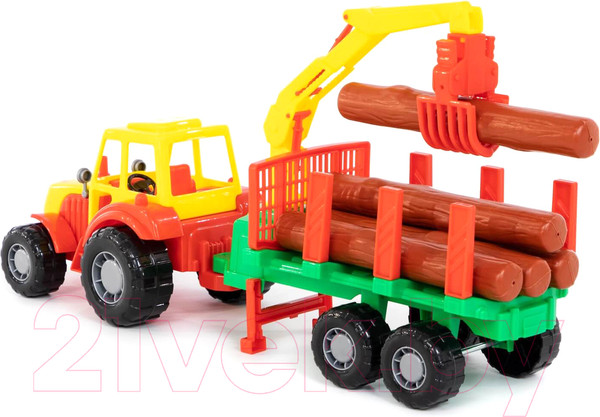 Изображение товара Лесовоз игрушечный Полесье Мастер трактор с полуприцепом / 35295