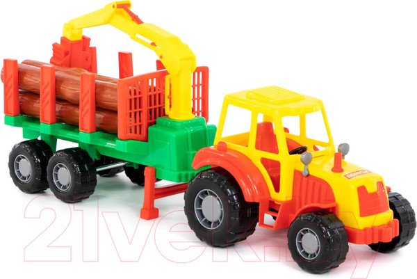 Изображение товара Лесовоз игрушечный Полесье Мастер трактор с полуприцепом / 35295