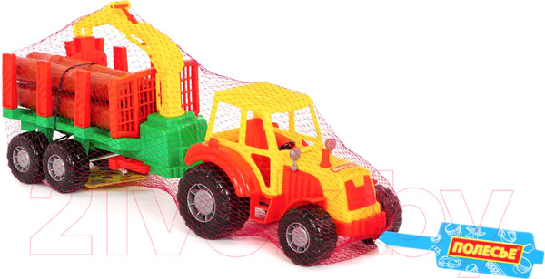 Изображение товара Лесовоз игрушечный Полесье Мастер трактор с полуприцепом / 35295