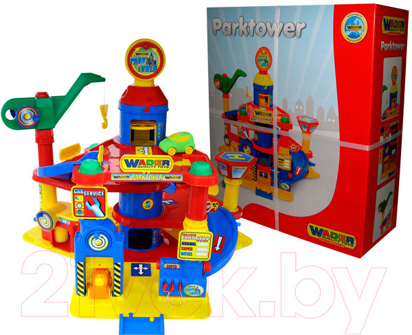 Изображение товара Паркинг игрушечный Полесье 4-уровневый с автомобилями / 37855 (в коробке)