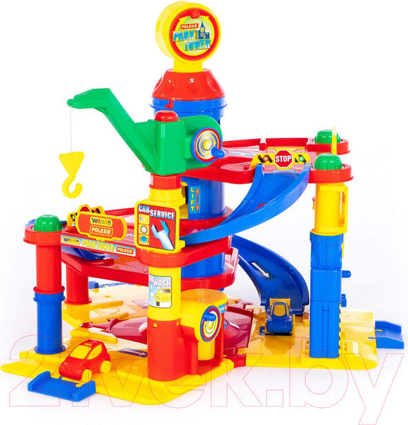 Изображение товара Паркинг игрушечный Полесье 4-уровневый с автомобилями / 37855 (в коробке)