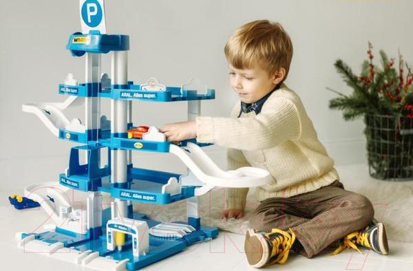 Изображение товара Паркинг игрушечный Полесье Aral-2 4-уровневый с автомобилями / 46093 (в коробке)