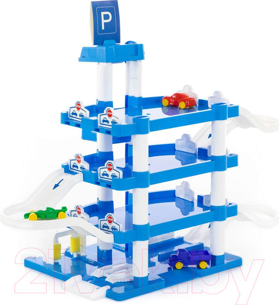 Изображение товара Паркинг игрушечный Полесье Aral-2 4-уровневый с автомобилями / 46093 (в коробке)