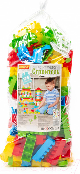 Изображение товара Конструктор Полесье Строитель Гигант / 0569 (175эл, в мешке)