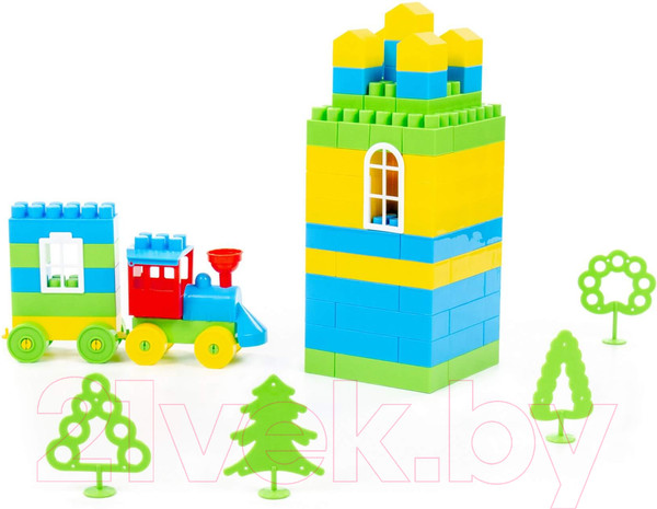 Изображение товара Конструктор Полесье Строитель Макси-плюс / 1016 (350эл, в мешке)