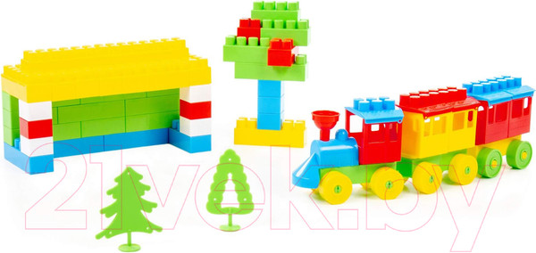 Изображение товара Конструктор Полесье Строитель Макси-плюс / 1016 (350эл, в мешке)