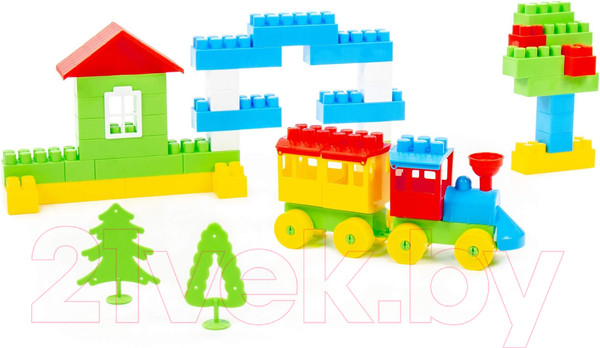 Изображение товара Конструктор Полесье Строитель Макси-плюс / 1016 (350эл, в мешке)