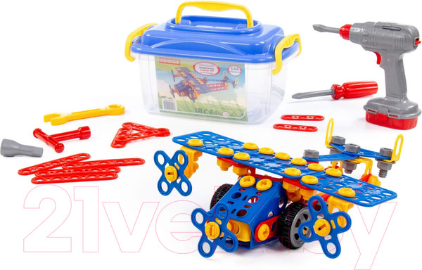 Изображение товара Конструктор Полесье Изобретатель. Самолет №2 / 55217 (144эл, в контейнере)