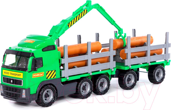 Изображение товара Лесовоз игрушечный Полесье с прицепом / 8725 (в сеточке)