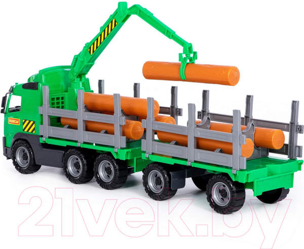 Изображение товара Лесовоз игрушечный Полесье с прицепом / 8725 (в сеточке)