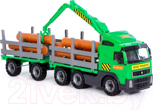 Изображение товара Лесовоз игрушечный Полесье с прицепом / 8725 (в сеточке)
