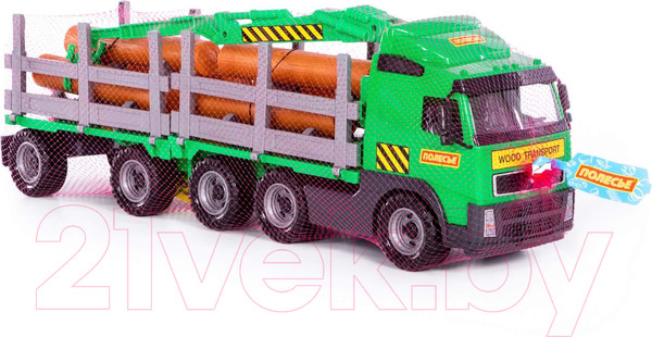 Изображение товара Лесовоз игрушечный Полесье с прицепом / 8725 (в сеточке)