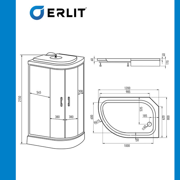 Изображение товара Душевая кабина Erlit ER3512PR-C3-RUS