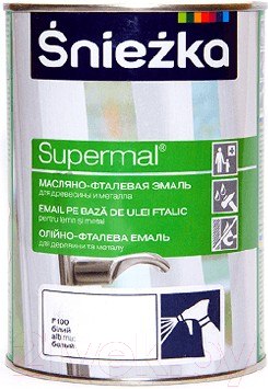 Изображение товара Эмаль Sniezka Supermal масляно-фталевая (800мл, белый матовый)