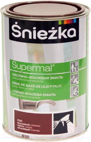 Изображение товара Эмаль Sniezka Supermal масляно-фталевая (800мл, вишневый)